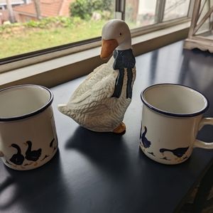 Two Vintage Cipa Geese Goose Mugs, Italy Mugs